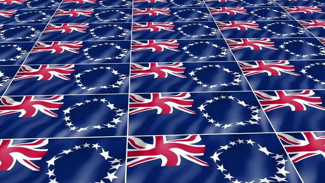 Cook Islands Flag wave 3d rotating view animated wallpaper background