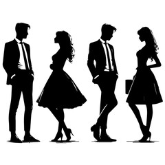 Bride and groom illustration, silhouette, valentine