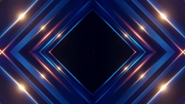 An abstract image featuring a glowing diamond shape with vibrant neon blue and red edges against a dark background, conveying a futuristic and mysterious atmosphere.