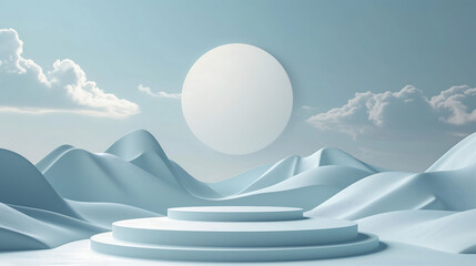 Set of blue realistic 3d podium, products display, stand for cosmetic products, stage showcase on pedestal, promotion display