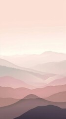 Obraz premium Minimalistic vertical background with silhouettes of mountains in soft pastel colors. Can be used for a banner or poster on social networks.
