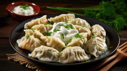 Dumplings, filled with cabbage. Dumplings with filling