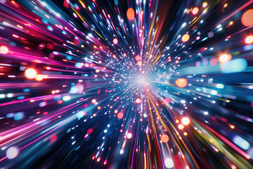 Fototapeta premium Speed motion blur. Colorful light trails. Abstract background image. Created with Generative AI technology