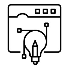 Direction of the curved path vector outline design, Web design and Development symbol, user interface or graphic sign, website builder stock illustration, Anchor Points and Control Handles concept