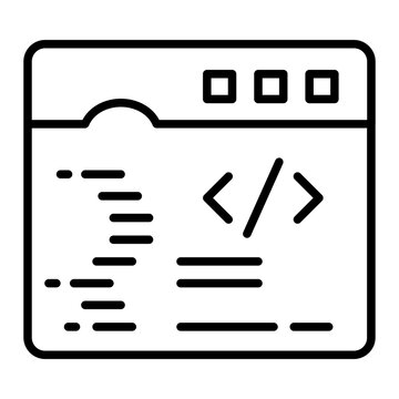 online code editor vector outline design, Web design and Development symbol, user interface or graphic sign, website builder illustration, html standard markup language for documents designed concept
