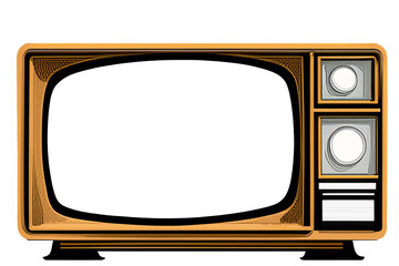 Vintage TV with screen and background isolated  - 733867528