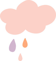 Cloud with colored drops, cartoon style