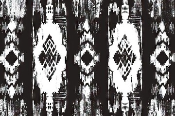 Abstract Ethnic ikat black white art
