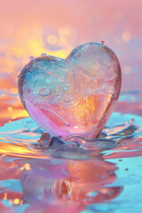 Heart shaped holographic. Happy Valentine's day background.