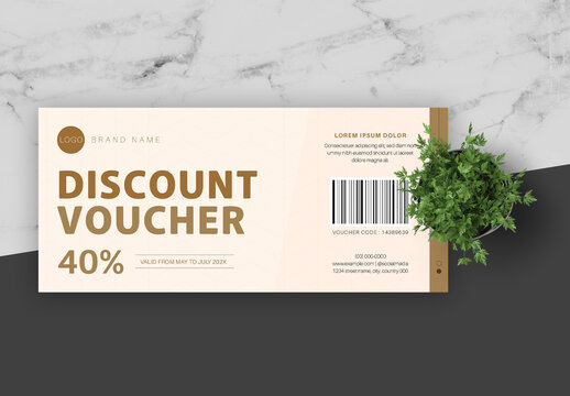 Beige and Brown Minimalist Modern Voucher