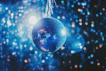 Energetic party poster with active dancers and disco ball