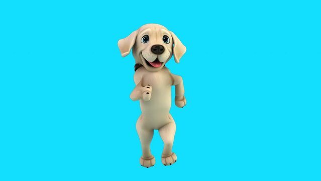 Fun 3D cartoon dog running (with alpha channel)