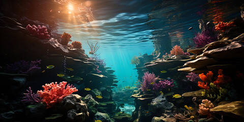 Obraz na płótnie Canvas Magic underwater: Bright colors of the seabed create a mystical picture of the underwater wo