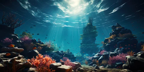 Fotobehang Magic underwater: Bright colors of the seabed create a mystical picture of the underwater wor © JVLMediaUHD