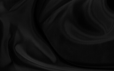 Black gray satin dark fabric texture luxurious shiny that is abstract silk cloth panorama background with patterns soft waves blur beautiful.