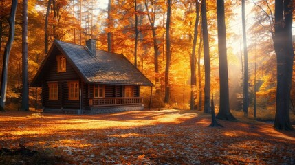 Autumn Cabin Retreat - Cozy Recharge Amongst the Leaves, cabin, outdoors, forest, autumn rejuvenation, restorative cozy, recharge in nature, sunny autumn vibes