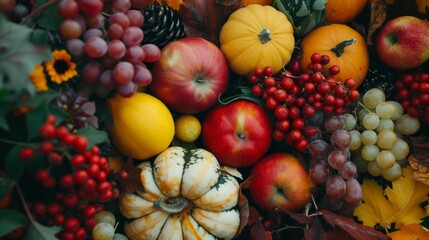 Naklejka na ściany i meble Embrace autumn's harvest with mindful eating. Savor seasonal produce for holistic health