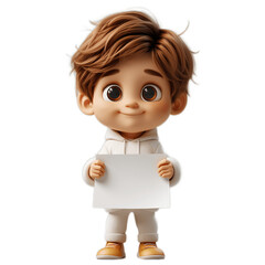 Fototapeta premium 3d cute little boy using white apparel with white isolated background