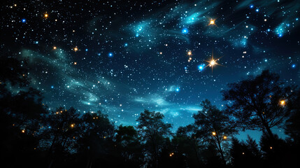 Fototapeta na wymiar The boundless night sky, strewn with billions of stars that sparkle like precious stones on black