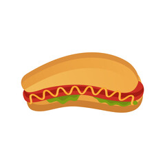 Flat Isolated Hotdog on white background vector design