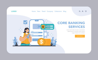 Opening a Bank Account web or landing page. An easy, secure start to personal finance management and digital banking operations. Accessibility meets modernity. Flat vector illustration.