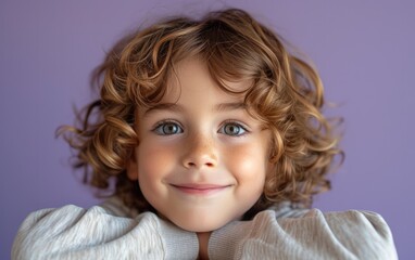Naklejka premium happy smiling caucasian kid portrait, professional studio background