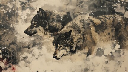 wolf pack in winter