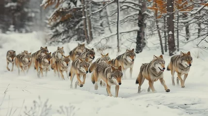 Foto op Plexiglas wolf pack in winter © Aline