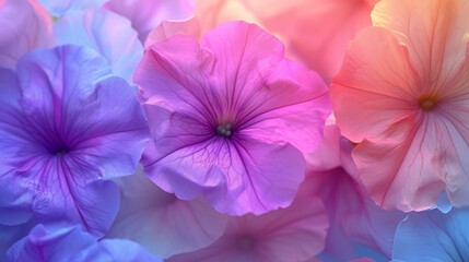 Petunia Hues Delight: A mesmerizing display of vibrant petunia petals swaying gently in the breeze.
