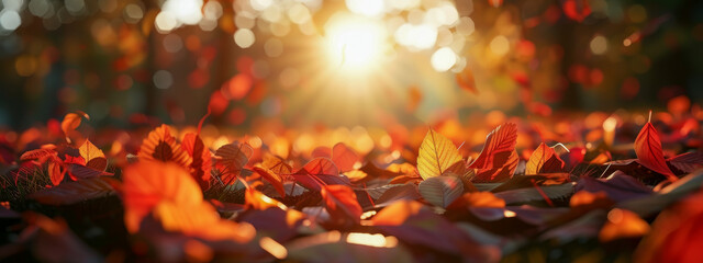 Naklejka na ściany i meble Burning Autumn: Forest and Garden Fires Ignite a Fiery Palette Amidst Nature's Fall Splendor