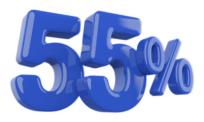 55 percent discount number blue 3d render