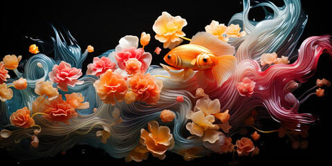 Underwater harmony: multi colored fish and mollusks merge into harmonious unity under w