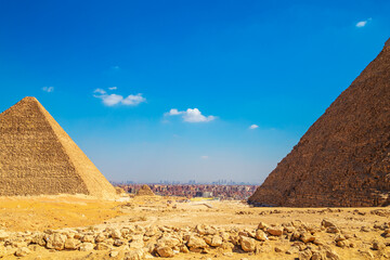 Great Egyptian pyramids. Pyramids of Cheops and Khafre.