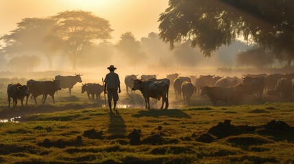 Fototapeta na wymiar livestock cow farmer