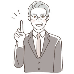 Boss, businessman illustration, upper body explaining.