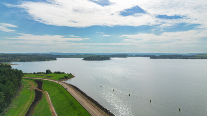 Road next a dam lake. Entre Rios do Sul - RS.