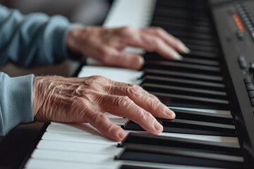 Fototapeta premium Senior Man Hands Playing Piano