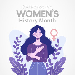 Women's History month is observed every year in March, is an annual declared month that highlights the contributions of women to events in history and contemporary society. Vector illustration design.