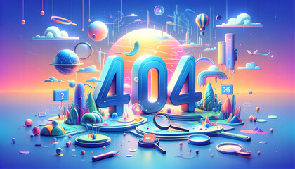404 error isometric illustration - obrazy, fototapety, plakaty