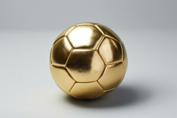 Golden football, lifelike, on blank backdrop. Generative AI