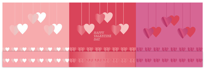 Set of 3D valentine day background pink, red, white cylinder podium with floating pastel balloon heart shape. Vector geometric platform. Abstract mockup product display. Minimal scene. Stage showcase.