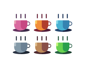 Flat design Collection sets icon of Cup of coffee drink in variation color. Simple Mug glass icon collection in flat style for website,app,and games, vector illustration flat design