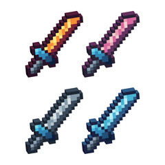 Fototapeta premium Isometric Pixel art 3d of sword fighting icon for items asset.Fight icon on pixel bits style.8-bits perfect for game asset,design asset element,app,website, Vector illustration.