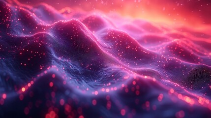 3D render of a wave made of particles. Generative AI