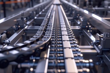 Obraz premium Production line with conveyor rollers for objects transportation