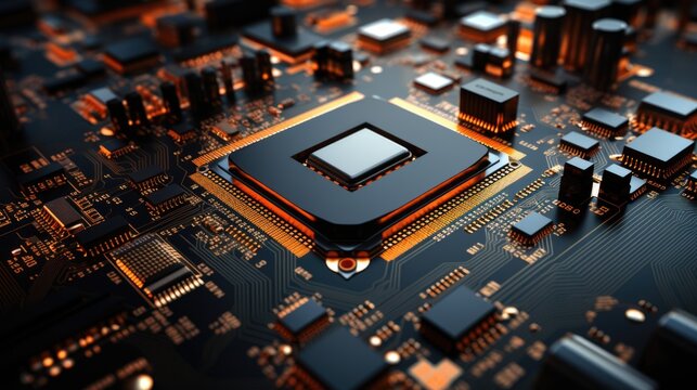 computer circuit board close-up. Generative ai