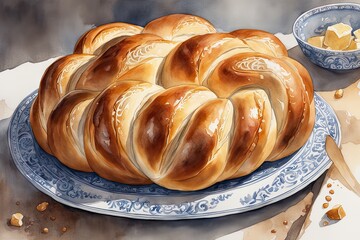 challah bread for hanukkah holiday, the AI image