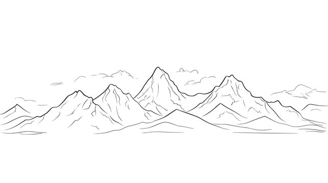 Illustration of an aerial top view of a mountain range with snowy peaks  capturing the majestic and awe-inspiring beauty of alpine landscapes. simple minimalist illustration creative