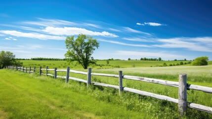 Fototapeta na wymiar wooden white farm fence