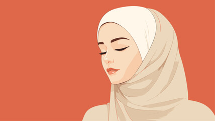 Digital design of a modern Muslim woman with a blend of traditional and contemporary elements  symbolizing the diverse and evolving roles within Islamic societies. simple minimalist illustration